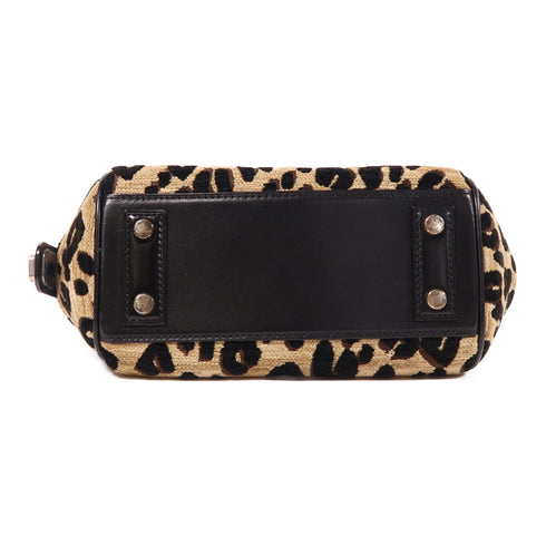 LOUIS VUITTON LV SHW Leopard Baby Hand Bag Flocking Beige/Black