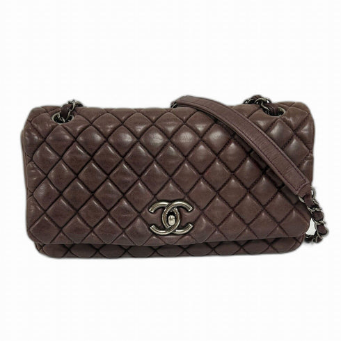 CHANEL Quilted CC SHW Chain Shoulder Bag Lambskin Leather Purple v1
