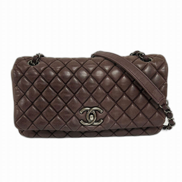 CHANEL Quilted CC SHW Chain Shoulder Bag Lambskin Leather Purple v1