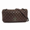 CHANEL Quilted CC SHW Chain Shoulder Bag Lambskin Leather Purple v1