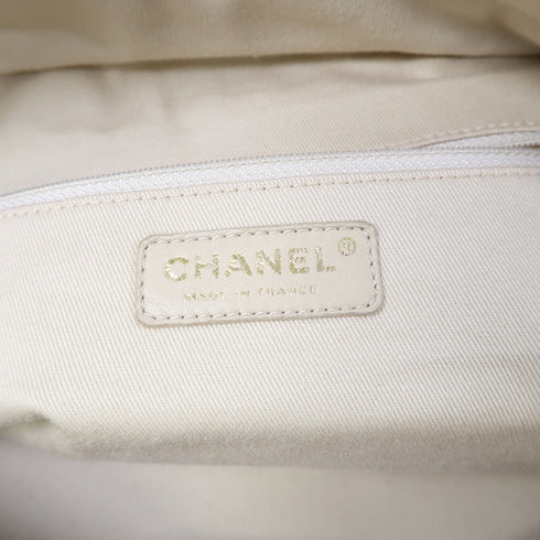 CHANEL CC Shoulder Bag Quilted Calfskin Leather Beige