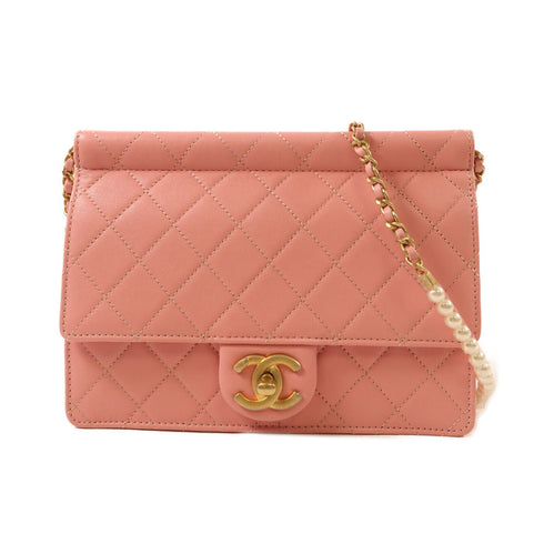 CHANEL CC GHW Chain Shoulder Bag Crossbody Calfskin Leather Pink