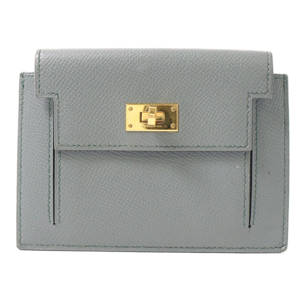 HERMES GHW Kelly Pocket Compact Epsom Leather Vert Amande/Green