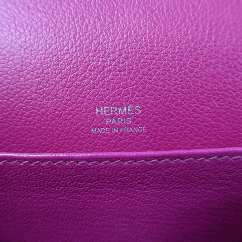 HERMES PHW Mini Roulis Shoulder Bag Evercolor Leather Rose Pourpre