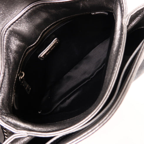 Miu Miu SHW Chain Shoulder Bag Calfskin Leather Silver