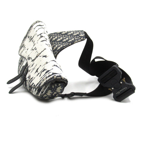 Christian Dior CD Saddle Bag Shoulder Bag Canvas Navy White