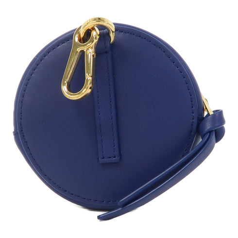 LOEWE GHW Inflated Anagram Cookie Coin Case Purse Calfskin Leather Blue