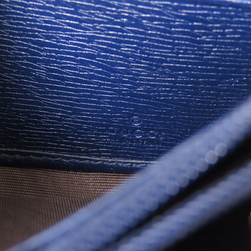 GUCCI GG GHW Long Wallet Calfskin Leather Blue/Red
