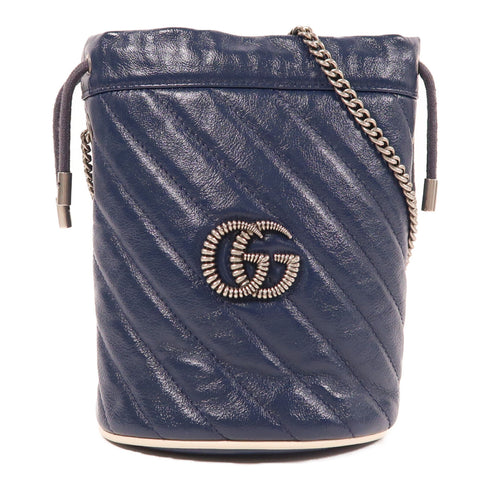 GUCCI GG SHW GG Marmont Bucket Chain Shoulder Bag 573817 Calfskin Leather