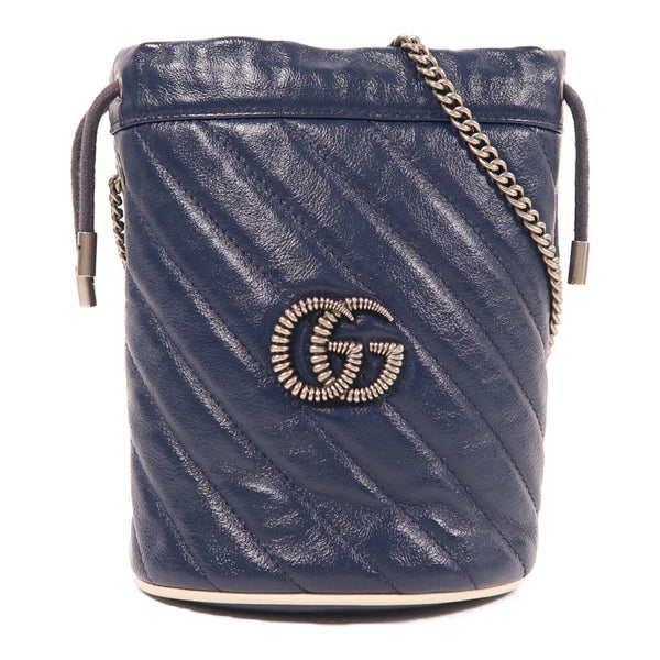 GUCCI GG SHW GG Marmont Bucket Chain Shoulder Bag 573817 Calfskin Leather