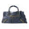 BALENCIAGA GHW Part Time 2 Way Shoulder Handbag 390159 Calfskin Leather Navy