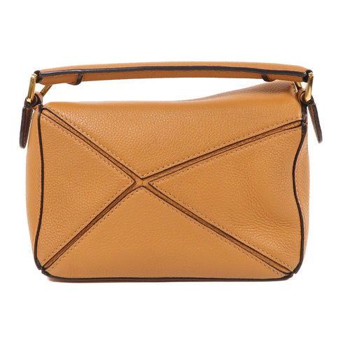 LOEWE GHW Small Puzzle 2 Way Shoulder Bag Calfskin Leather Brown
