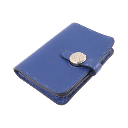 HERMES PHW Dogon Card Case Card Holder Evercolor Leather Bleu Brighton Blue