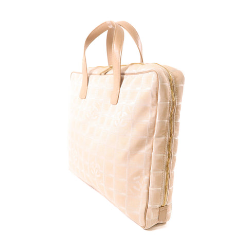 CHANEL CC GHW Travel Laptop Bag Nylon Beige