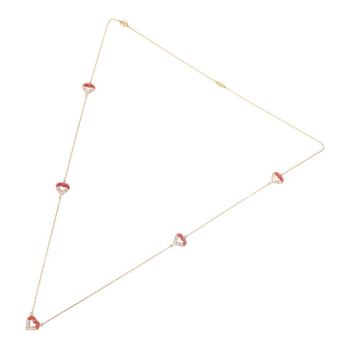 LOUIS VUITTON LV Lv&V Strass Necklace M68160 Brass Pink Red