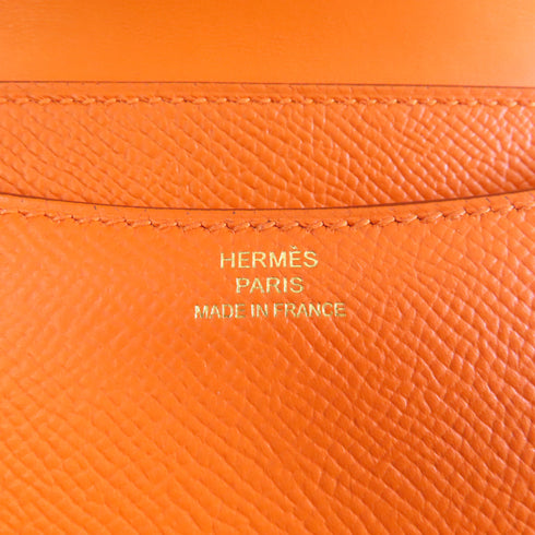 HERMES GHW Constance Mini Shoulder Bag Veau Epsom Leather Orange