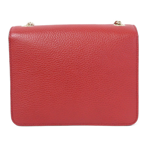 GUCCI GG GHW Interlocking G Chain Shoulder Bag 510304 Calfskin Leather Red