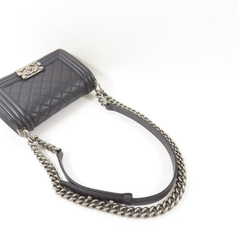 CHANEL CC Boy 20 Chain Shoulder Bag A67085 Calfskin Leather Black