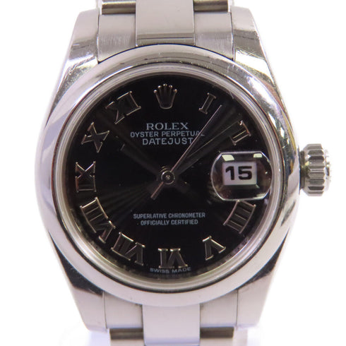 ROLEX Lady Datejust 26 Automatic Watch Stainless Steel 179160 Black