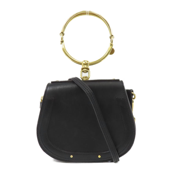 Chloe GHW Small Nile Bracelet Bag 2 Way Shoulder Bag Calfskin Leather Black
