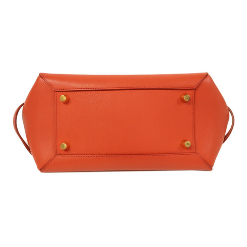 CELINE GHW Belt Bag 2 Way Shoulder Bag Handbag Calfskin Leather Red