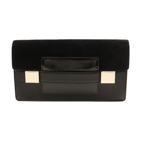 Delvaux SHW Hand Bag Clutch Leather/Suede Black