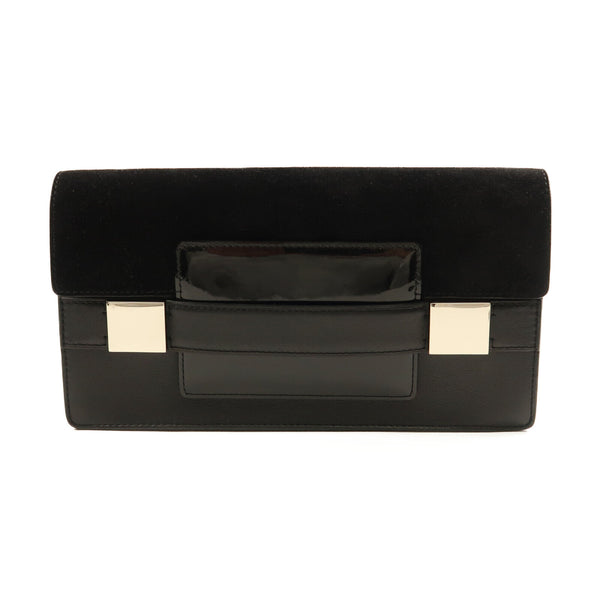 Delvaux SHW Hand Bag Clutch Leather/Suede Black