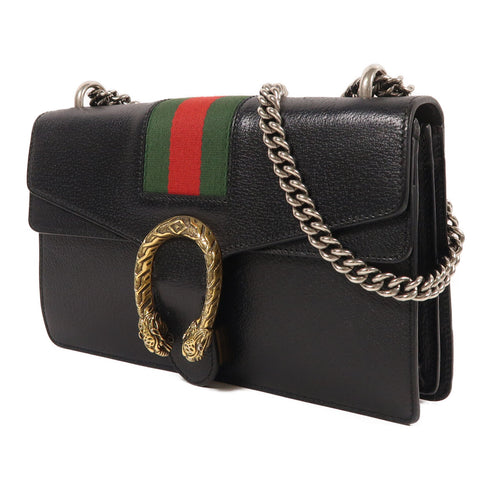 GUCCI GG Dionysus Chain Shoulder Bag 400429 Calfskin Leather Black