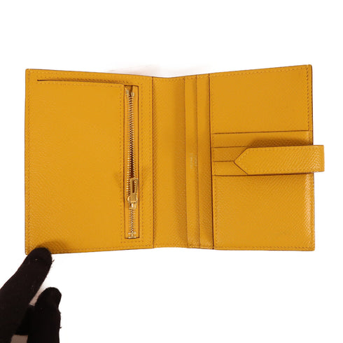 HERMES GHW Wallet Epsom Leather Yellow