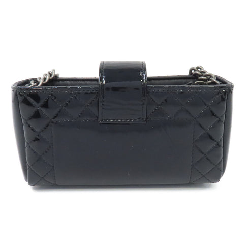 CHANEL CC SHW Chain Shoulder Bag Crossbody Patent Leather Black