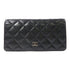 CHANEL Quilted CC SHW Long Wallet Calfskin Leather Black