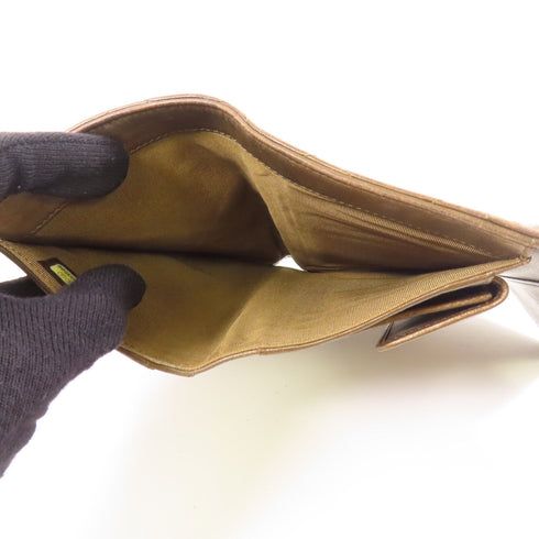 CHANEL CC SHW Long Wallet Lambskin Leather Brown