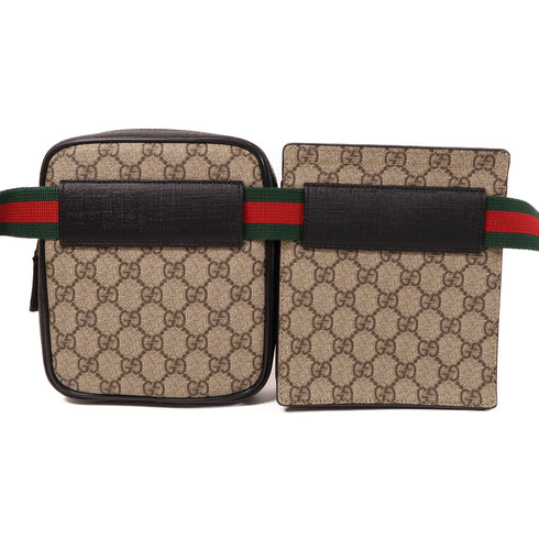 GUCCI GG SHW GG Waist Bag 450956 Coated Canvas Brown/Black