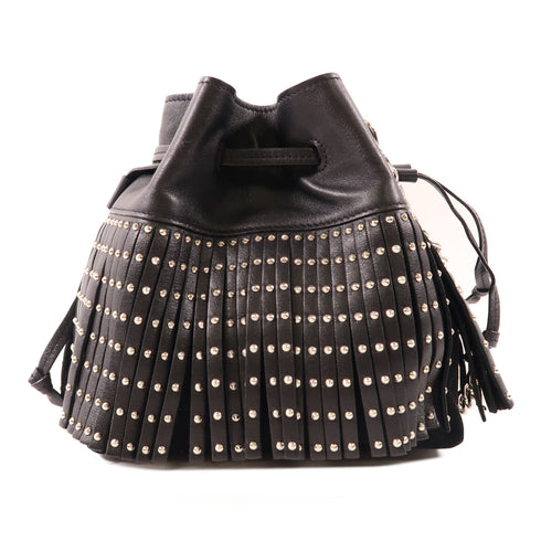 JIMMY CHOO SHW Chain Shoulder Bag Calfskin Leather Black