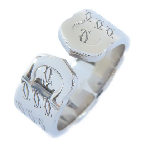 CARTIER Anniversary Logo Ring 18K White Gold Cartier#53 US#6.25