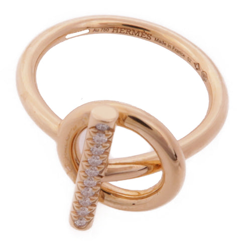 HERMES Echappee Ring 18K Pink Gold Diamond Hermes#52 US#6