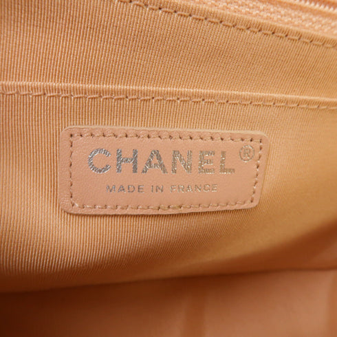 CHANEL CC SHW Chain Shoulder Bag Calfskin Leather Apricot Color