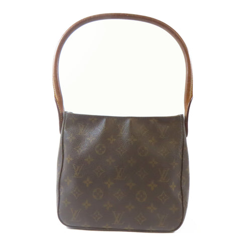 LOUIS VUITTON LV GHW Looping MM Shoulder Handbag M51146 Monogram Brown
