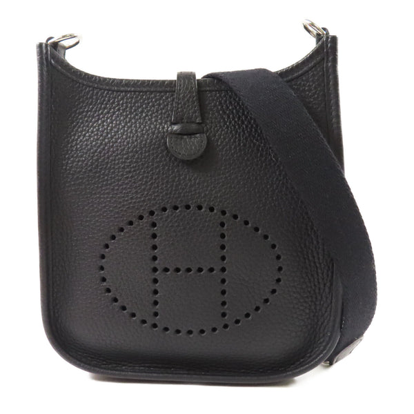 HERMES PHW Evelyne TPM Shoulder Bag Clemence Leather Black v1