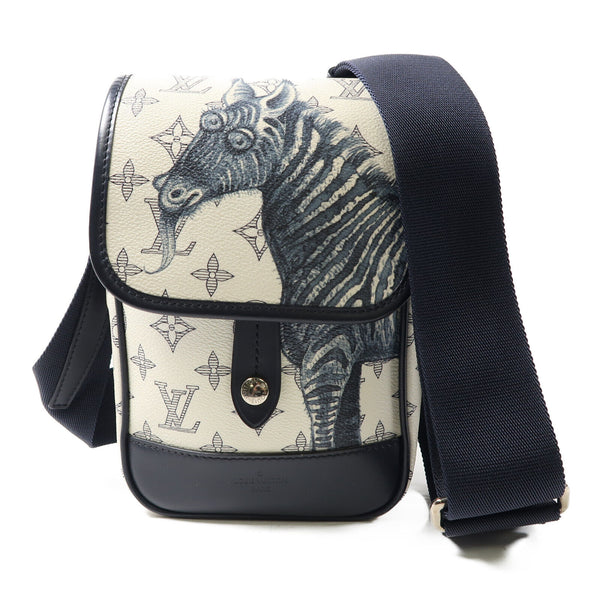 LOUIS VUITTON LV SHW Messenger BB Shoulder Bag Monogram Savane White Blue