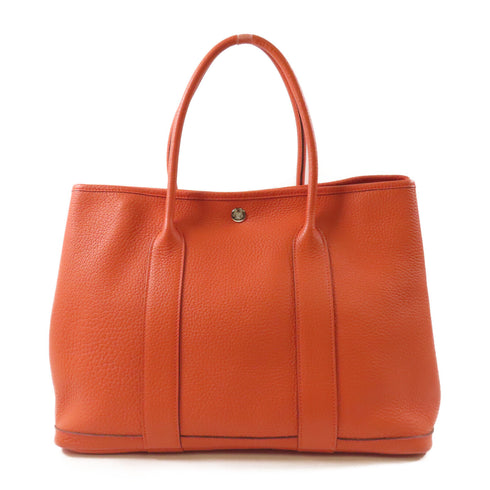HERMES PHW Garden Party PM Tote Bag Negonda Leather Orange