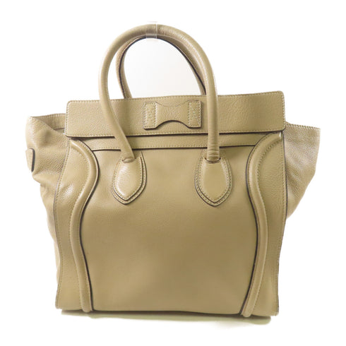 CELINE Luggage Handbag Calfskin Leather Beige