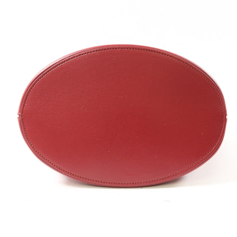 CELINE GHW Clasp Bucket Shoulder Bag Calfskin Leather Red
