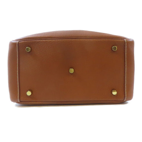 HERMES GHW Lindy 26 2 Way Shoulder Handbag Clemence Leather Gold Brown