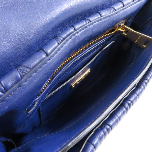 Miu Miu GHW 2way Shoulder Bag Lambskin Leather Blue