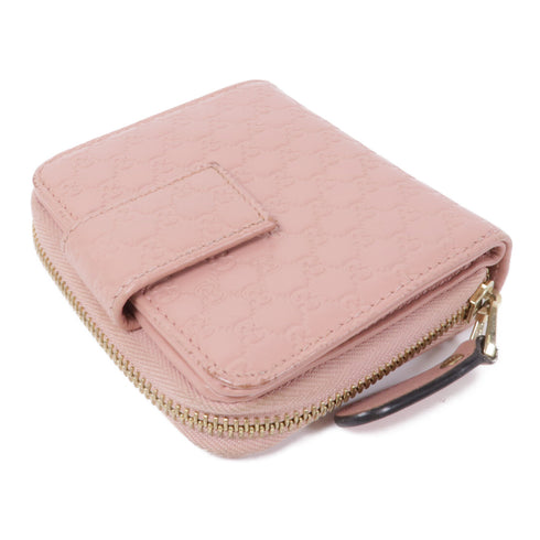 GUCCI GG GHW Microguccissima Wallet Calfskin Leather Pink