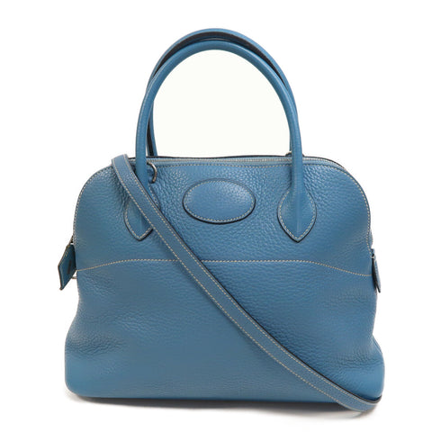 HERMES PHW Bolide 31 2 Way Shoulder Bag Taurillon Clemence Leather Blue Bleu...