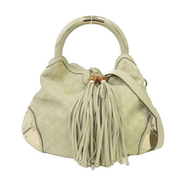 GUCCI GG GHW 2way Shoulder Bag Calfskin Leather White