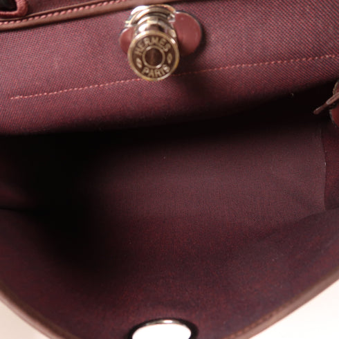 HERMES PHW Herbag PM 2 Way Shoulder Bag Canvas/Calfskin Leather Brown