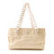 CHANEL CC Shoulder Bag Raffia White